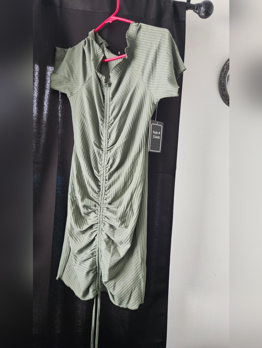 Ruched Sage Green Women’s Dress